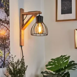 Lampes Vintages & Rétros-hofstein Applique murale Sunnyvale Bois clair, 1 lumière