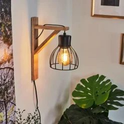 Lampes Vintages & Rétros-hofstein Applique murale Sunnyvale Bois clair, 1 lumière