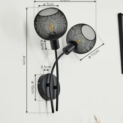 Lampes Vintages & Rétros-hofstein Applique murale Tambo Noir, 2 lumières