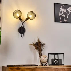 Lampes Vintages & Rétros-hofstein Applique murale Tambo Noir, 2 lumières