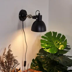 hofstein Applique murale Tilton Nickel mat, Noir, 1 lumière