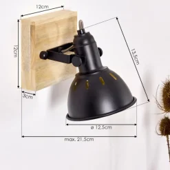 Lampes Dorées-hofstein Applique murale Tina Bois foncé, Noir, 1 lumière