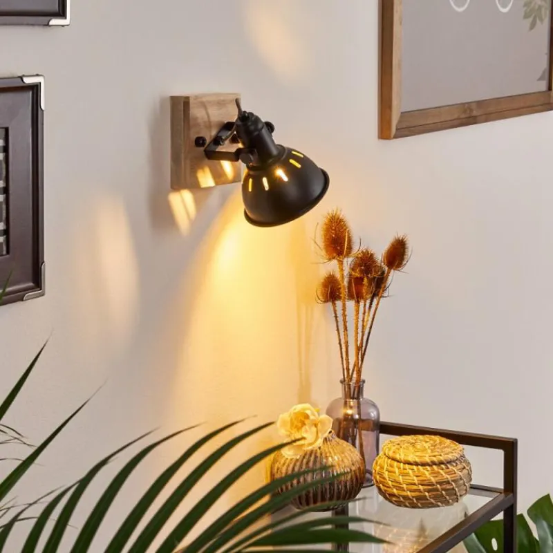 Lampes Dorées-hofstein Applique murale Tina Bois foncé, Noir, 1 lumière