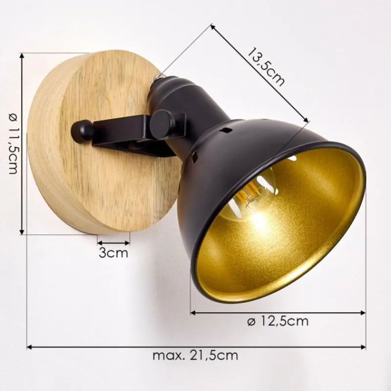 Lampes Dorées-hofstein Applique murale Tina Bois foncé, Noir, 1 lumière