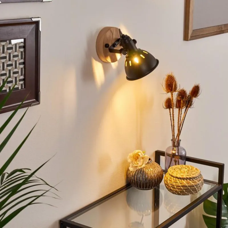 Lampes Dorées-hofstein Applique murale Tina Bois foncé, Noir, 1 lumière