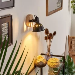 Lampes Dorées-hofstein Applique murale Tina Bois foncé, Noir, 1 lumière