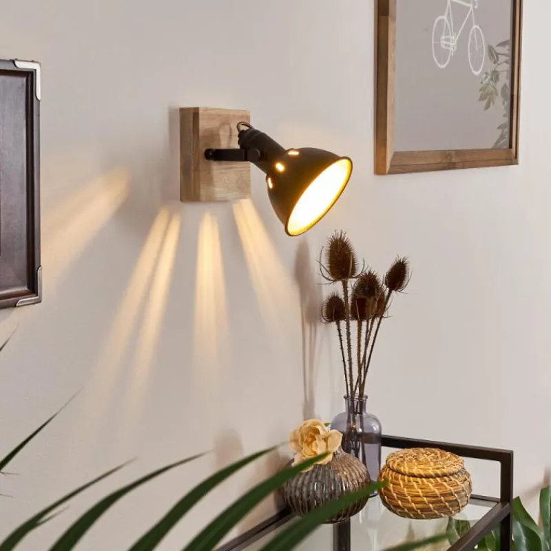 Lampes Dorées-hofstein Applique murale Tina Bois foncé, Noir, 1 lumière