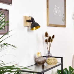 Lampes Dorées-hofstein Applique murale Tina Bois foncé, Noir, 1 lumière