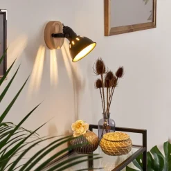 Lampes Dorées-hofstein Applique murale Tina Bois foncé, Noir, 1 lumière