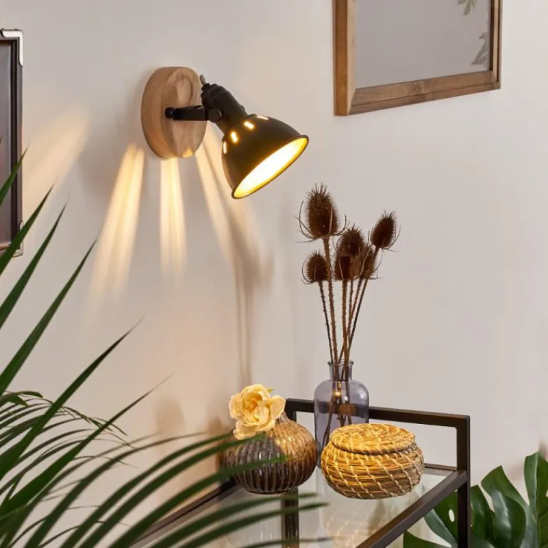 Lampes Dorées-hofstein Applique murale Tina Bois foncé, Noir, 1 lumière