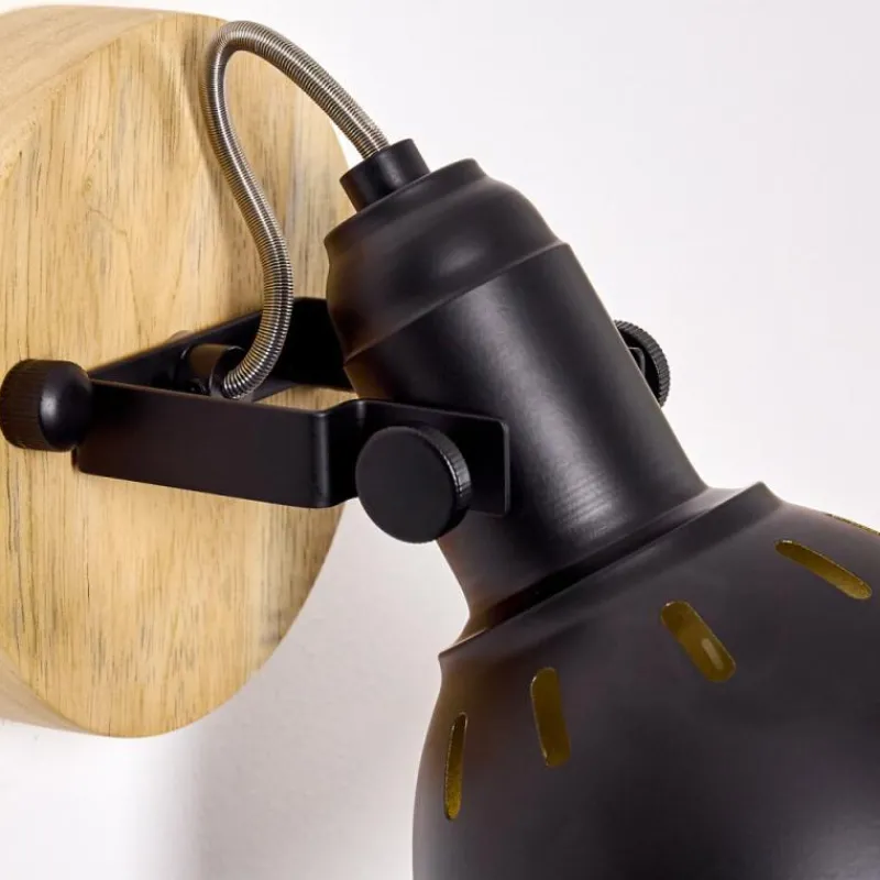 Lampes Dorées-hofstein Applique murale Tina Bois foncé, Noir, 1 lumière