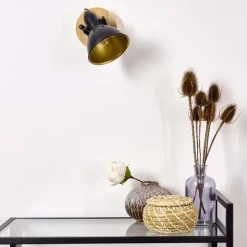 Lampes Dorées-hofstein Applique murale Tina Bois foncé, Noir, 1 lumière