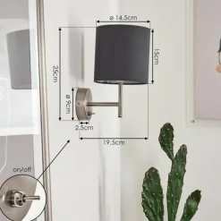 Lampes En Tissu-hofstein Applique murale Tise Nickel mat, 1 lumière