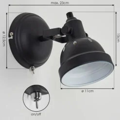 Lampes Industrielles-hofstein Applique murale Tita Chrome, Noir, 1 lumière