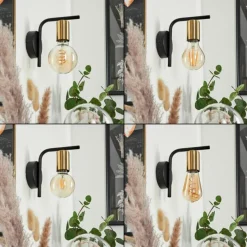 Lampes Vintages & Rétros-hofstein Applique murale Tourey Laiton, Noir, 1 lumière