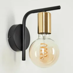 Lampes Vintages & Rétros-hofstein Applique murale Tourey Laiton, Noir, 1 lumière