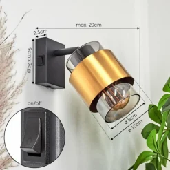 Suspension Verre Fumé-hofstein Applique murale Traak Noir, 1 lumière