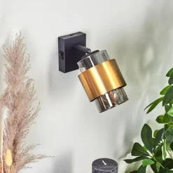 Suspension Verre Fumé-hofstein Applique murale Traak Noir, 1 lumière