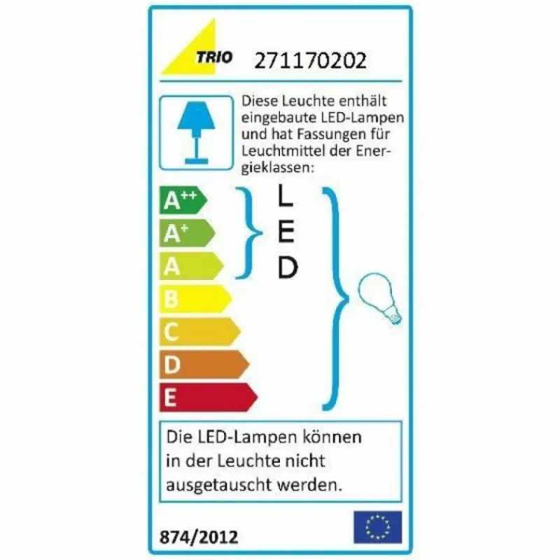 Lampes En Tissu-Luminaires Trio Applique murale Trio 2711 LED Chrome, Nickel mat, 2 lumières