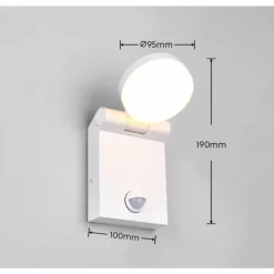 Luminaires Trio Applique murale Trio ADOUR LED Blanc, 1 lumière, Détecteur de mouvement