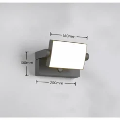 Luminaires Trio Applique murale Trio KANSAS LED Anthracite, 1 lumière, Détecteur de mouvement