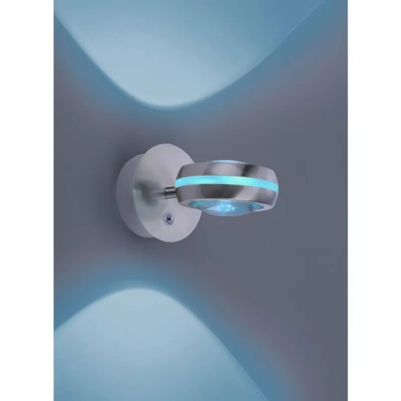 Luminaires Trio Applique murale Trio Leuchten VISTA LED Nickel mat, 2 lumières, Télécommandes, Changeur de couleurs