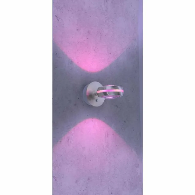 Luminaires Trio Applique murale Trio Leuchten VISTA LED Nickel mat, 2 lumières, Télécommandes, Changeur de couleurs