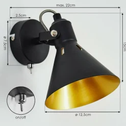 Lampes Dorées-hofstein Applique murale Upiano Chrome, Noir, 1 lumière