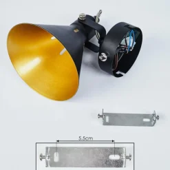 Lampes Dorées-hofstein Applique murale Upiano Chrome, Noir, 1 lumière