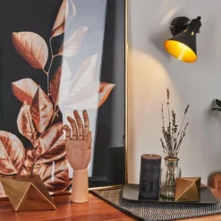 Lampes Dorées-hofstein Applique murale Upiano Chrome, Noir, 1 lumière