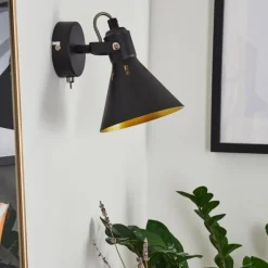 Lampes Dorées-hofstein Applique murale Upiano Chrome, Noir, 1 lumière