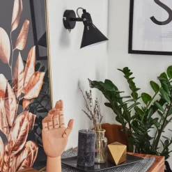 Lampes Industrielles-hofstein Applique murale Upiano Chrome, Noir, 1 lumière