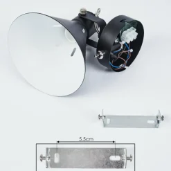 Lampes Industrielles-hofstein Applique murale Upiano Chrome, Noir, 1 lumière