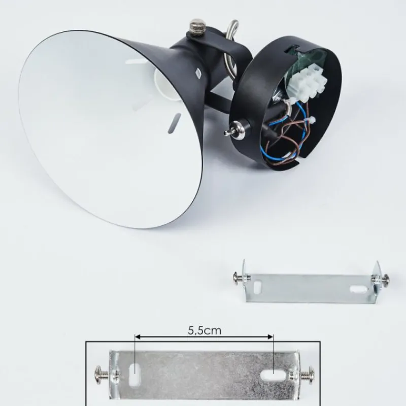 Lampes Industrielles-hofstein Applique murale Upiano Chrome, Noir, 1 lumière