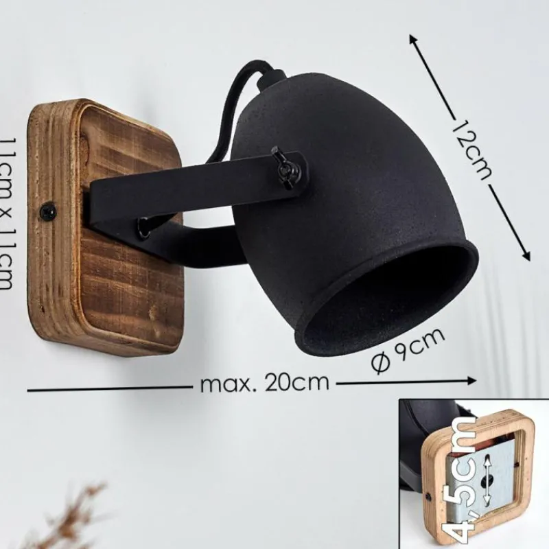 Lampes Industrielles-hofstein Applique murale Vanuatu Brun, Noir, 1 lumière