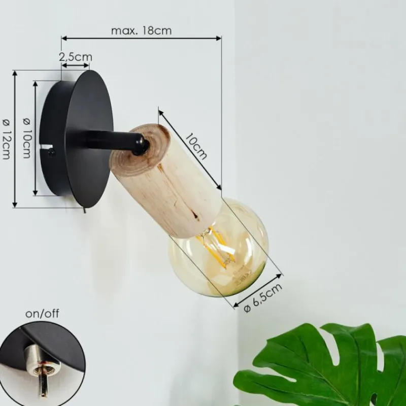 Luminaires Scandinaves-hofstein Applique murale Vasanello Noir, 1 lumière