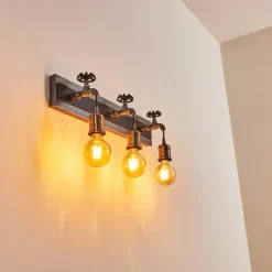 Luminaires Rustiques-hofstein Applique murale Vexan Gris, Noir, 3 lumières