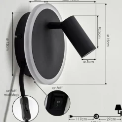 hofstein Applique murale Viata LED Noir, Blanc, 2 lumières