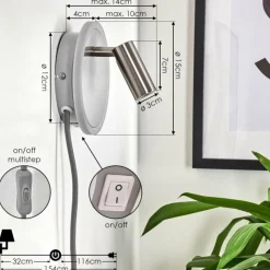 hofstein Applique murale Viata LED Gris, Nickel mat, 2 lumières