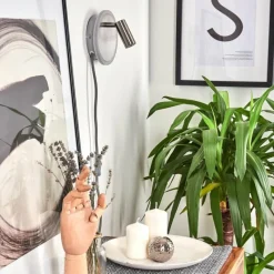 hofstein Applique murale Viata LED Gris, Nickel mat, 2 lumières