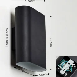 hofstein Applique murale Vion Noir, 2 lumières