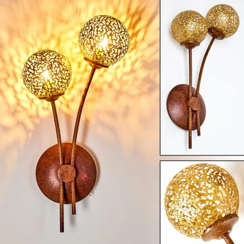 Lampes Dorées-hofstein Applique murale Virga Rouille, 2 lumières