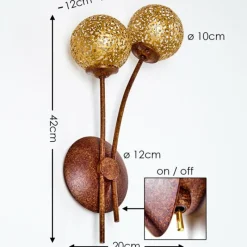 Lampes Dorées-hofstein Applique murale Virga Rouille, 2 lumières