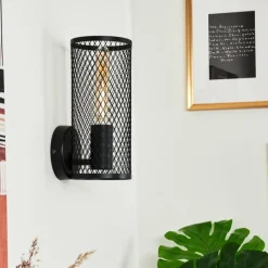 Style Boho-Chic-hofstein Applique murale Vislanda Noir, 1 lumière