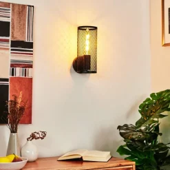 Style Boho-Chic-hofstein Applique murale Vislanda Noir, 1 lumière