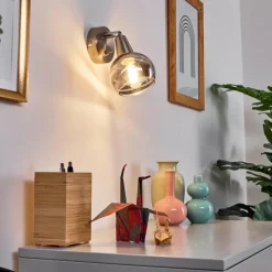 Suspension Verre Fumé-hofstein Applique murale Warga LED Nickel mat, 1 lumière