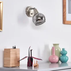 Suspension Verre Fumé-hofstein Applique murale Warga LED Nickel mat, 1 lumière