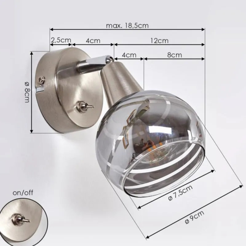 Suspension Verre Fumé-hofstein Applique murale Warga LED Nickel mat, 1 lumière