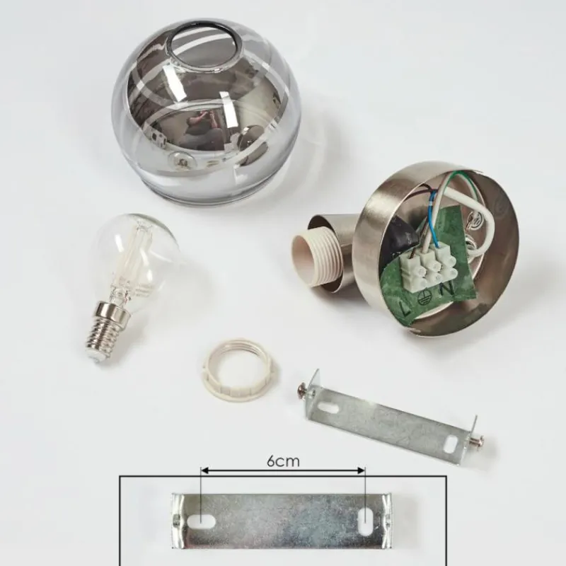 Suspension Verre Fumé-hofstein Applique murale Warga LED Nickel mat, 1 lumière