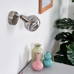 Suspension Verre Fumé-hofstein Applique murale Warga LED Nickel mat, 1 lumière